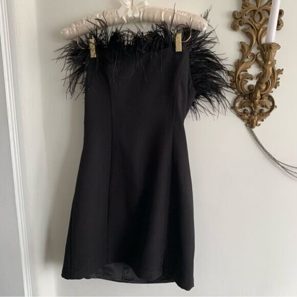 ASTR BLACK FEATHER MINI DRESS - Picture 6 of 13